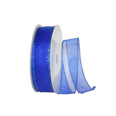 Reliant Ribbon Reliant Ribbon 99910W-050-09K Sheer Glitz 2 Value Wired Edge Ribbon - Royal - 1.5 in. x 50 yards 99910W-050-09K